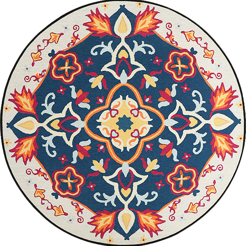 BowLift | Red and blue bedroom rug southwestern tribal rug synthetic non-slip backing area rug