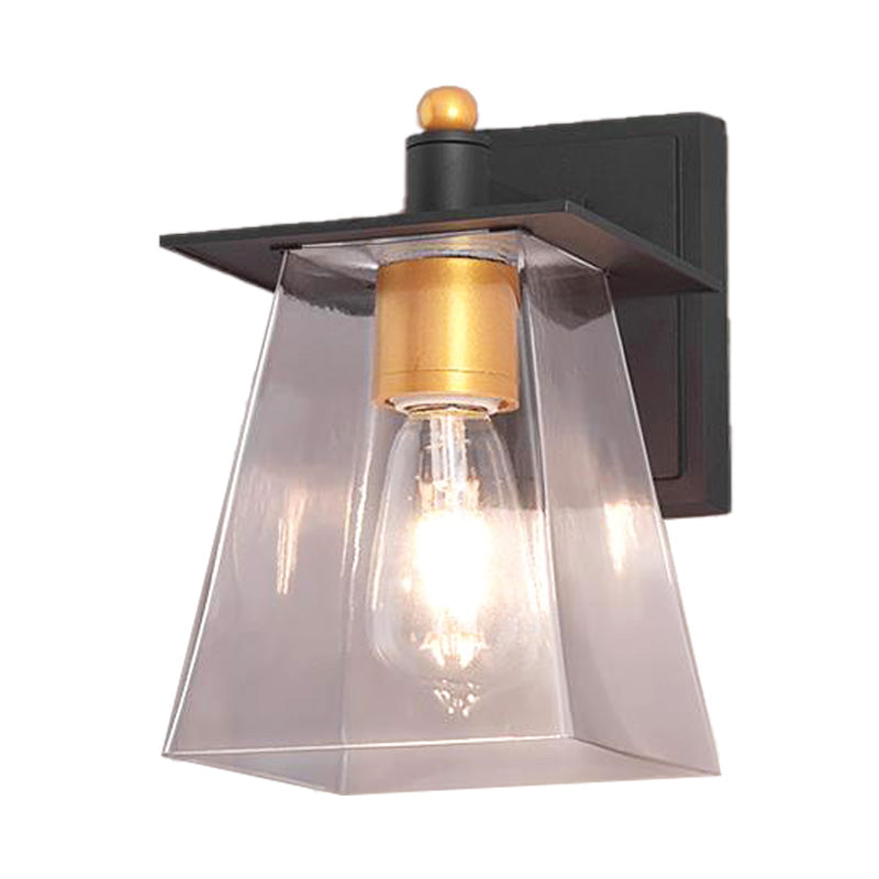 BowLift | Clear Glass Black Wall Lamp Lighting Cylinder/Half Circle/Rectangle 1-Light Industrial Light Fixture, 6"/8" Wide