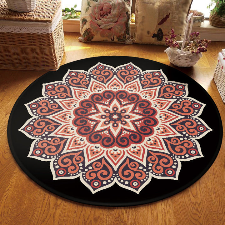 BowLift | Retro Floral Rug Black and Red Moroccan Rug Polyester Non-Slip Back Rug for Bedroom