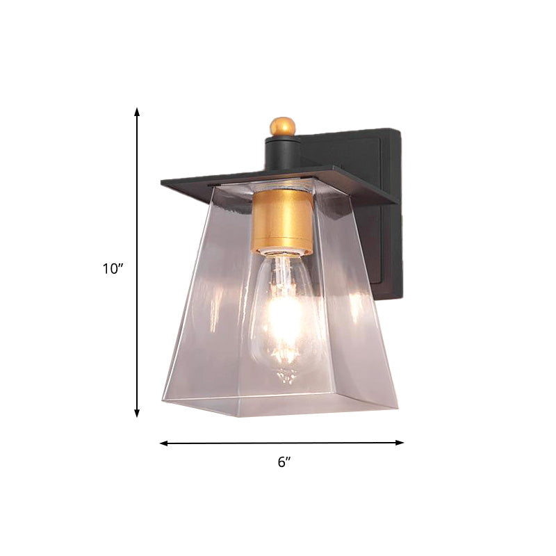 BowLift | Clear Glass Black Wall Lamp Lighting Cylinder/Half Circle/Rectangle 1-Light Industrial Light Fixture, 6"/8" Wide