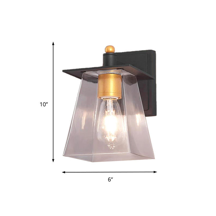 BowLift | Clear Glass Black Wall Lamp Lighting Cylinder/Half Circle/Rectangle 1-Light Industrial Light Fixture, 6"/8" Wide