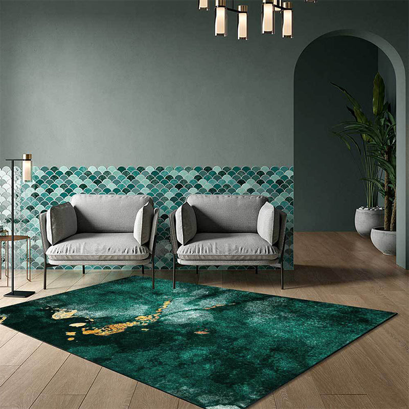 BowLift | Modern living room rug in green abstract marble pattern rug polyester washable area rug