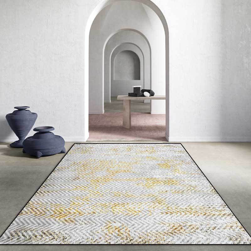 Gray Bedroom Rug Modern Abstract Chevron Stripe Pattern Rug Polyester Washable Rug | Bowlift