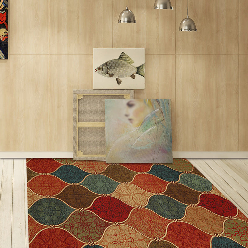 BowLift | Oriental Moroccan Rug Colorful Tribal Motif Print Area Rug Polyester Machine Washable Non-Slip Carpet for Living Room