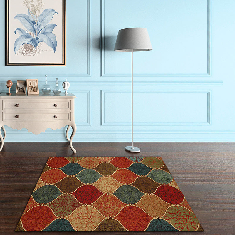 BowLift | Oriental Moroccan Rug Colorful Tribal Motif Print Area Rug Polyester Machine Washable Non-Slip Carpet for Living Room