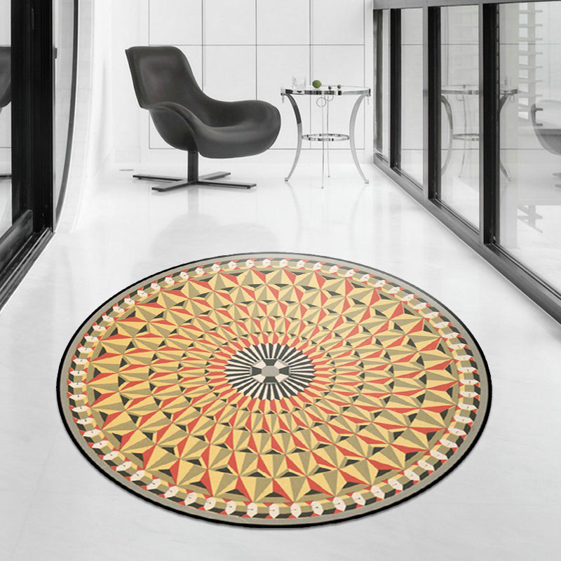 BowLift | Moroccan floral geometric rug yellow polyester rug non-slip backing area rug for bedroom