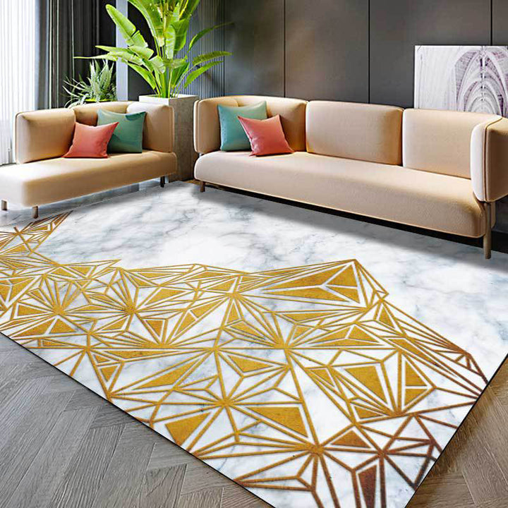 New Modern Carpet in Ivory Abstract Marble Triangle Print Area Rug Polyester Washable Rug for Home Decor | Bowlift