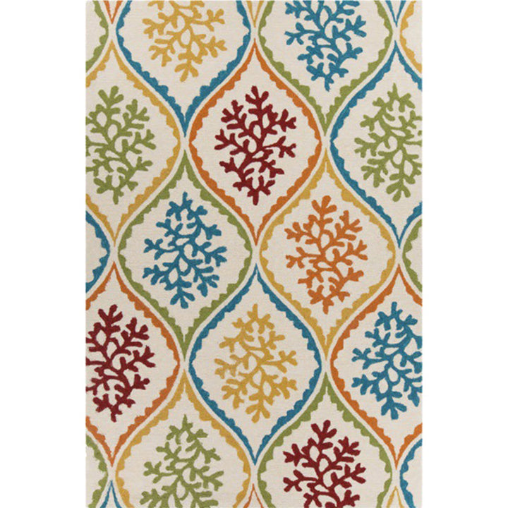 BowLift | Persian Leaf Branch Pattern Rug in Ivory Moroccan Rug Polyester Non-Slip Back Rug for Bedroom