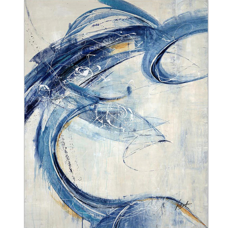 Blue and White Modern Carpet Polyester Abstract Carpet Non-Slip Back Washable Carpet for the Living Room | Bowlift