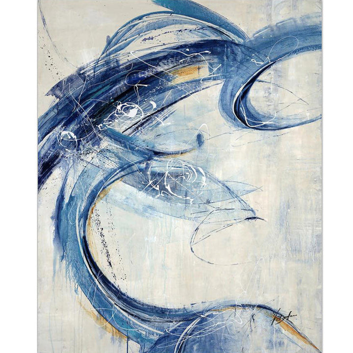 Blue and White Modern Carpet Polyester Abstract Carpet Non-Slip Back Washable Carpet for the Living Room | Bowlift