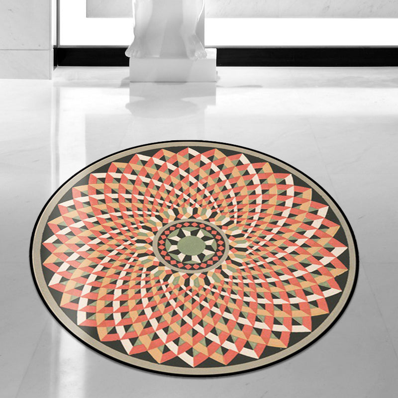 BowLift | Orange and pink Moroccan carpet polyester flower rug non-slip backing rug for living room
