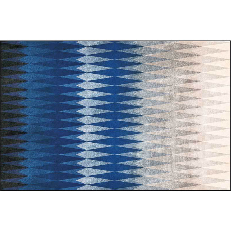 Black and Blue Bedroom Carpet Modern Abstract Diamond Pattern Area Rug Polyester Washable Carpet | Bowlift