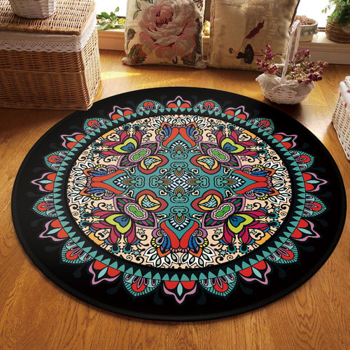 BowLift | Tribal Southwestern Carpet Blue and Black Polyester Rug Non-Slip Back Rug for Bedroom