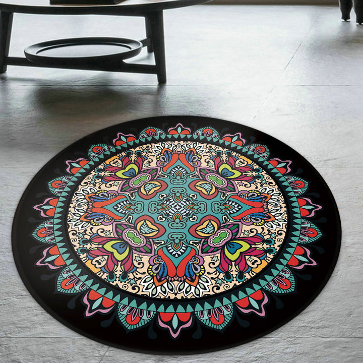 BowLift | Tribal Southwestern Carpet Blue and Black Polyester Rug Non-Slip Back Rug for Bedroom