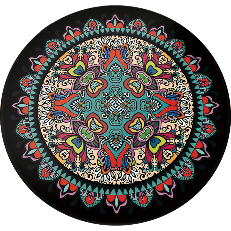 BowLift | Tribal Southwestern Carpet Blue and Black Polyester Rug Non-Slip Back Rug for Bedroom