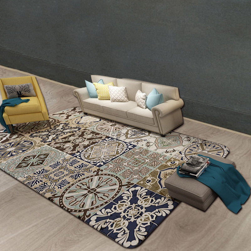 BowLift | Brown Moroccan Carpet Polyester Floral Diamond Rectangular Pattern Area Rug for Home Decor