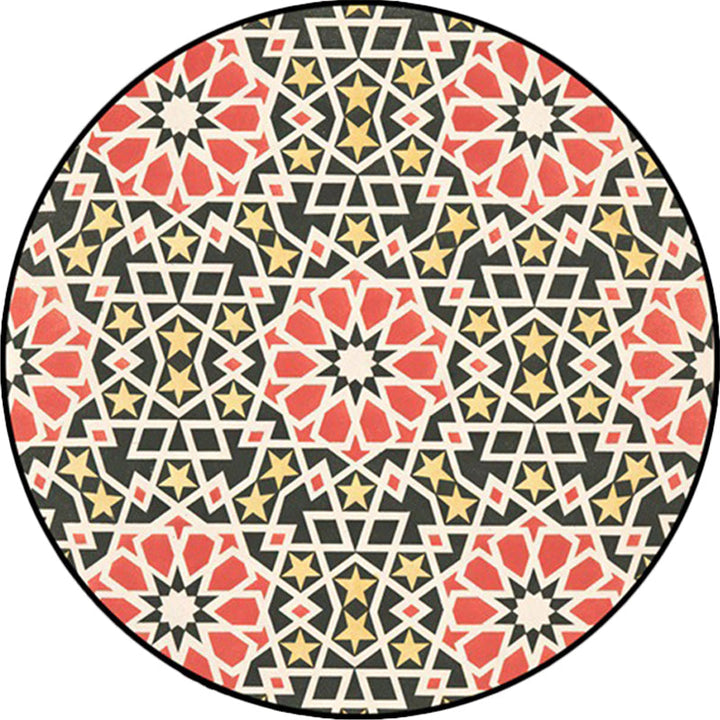 BowLift | American Southwest Star Flower Carpet Red and Black Polyester Rug Non-Slip Back Carpet for Bedroom