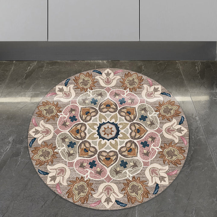 BowLift | Retro Southwest Rug Brown Tribal Rug Synthetic Non-slip Backing Rug for Living Room