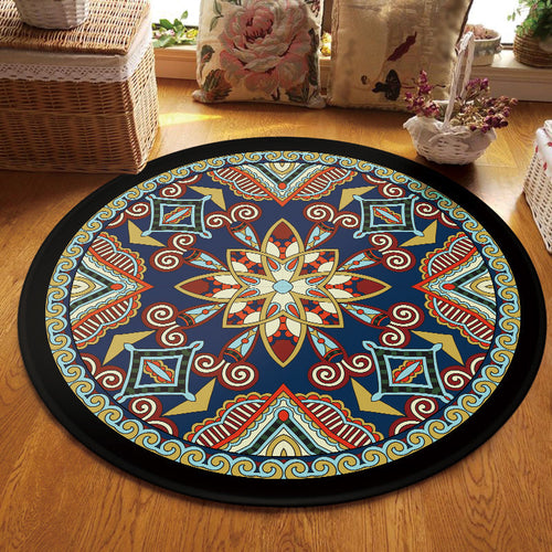 BowLift | Blue and Black Americana Rug Polyester Southwestern Rug non-slip backing Rug for Bedroom