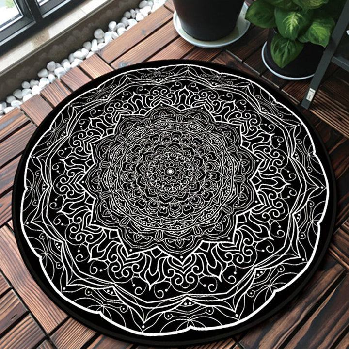 BowLift | American Southwestern Carpet Black and White Polyester Carpet Washable Area Rug for Living Room