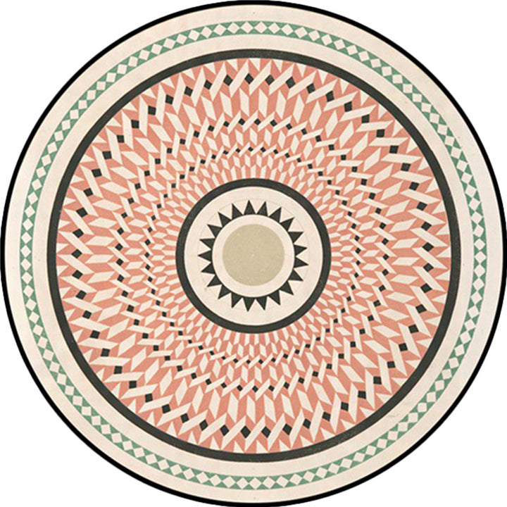 BowLift | Classic Southwestern Geometric Rug Pink and White Americana Rug Polyester Non-Slip Back Living Room Area Rug for the Living Room