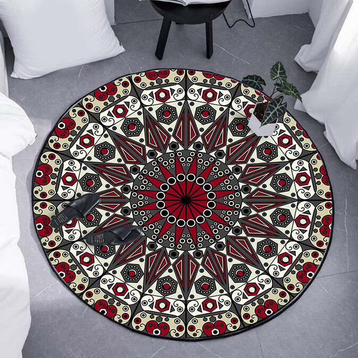 BowLift | Moroccan Flower Carpet White and Red Polyester Carpet Non-Slip Backing Machine Washable Carpet for Bedroom