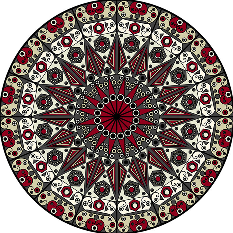 BowLift | Moroccan Flower Carpet White and Red Polyester Carpet Non-Slip Backing Machine Washable Carpet for Bedroom