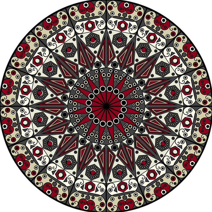 BowLift | Moroccan Flower Carpet White and Red Polyester Carpet Non-Slip Backing Machine Washable Carpet for Bedroom