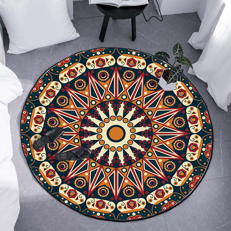 BowLift | Moroccan Flower Carpet White and Red Polyester Carpet Non-Slip Backing Machine Washable Carpet for Bedroom