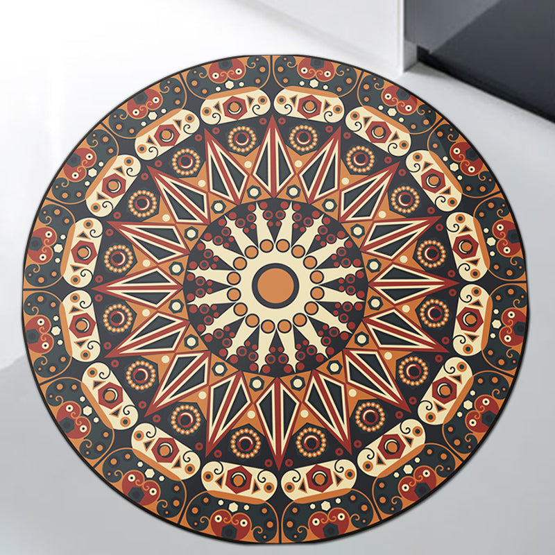 BowLift | Moroccan Flower Carpet White and Red Polyester Carpet Non-Slip Backing Machine Washable Carpet for Bedroom