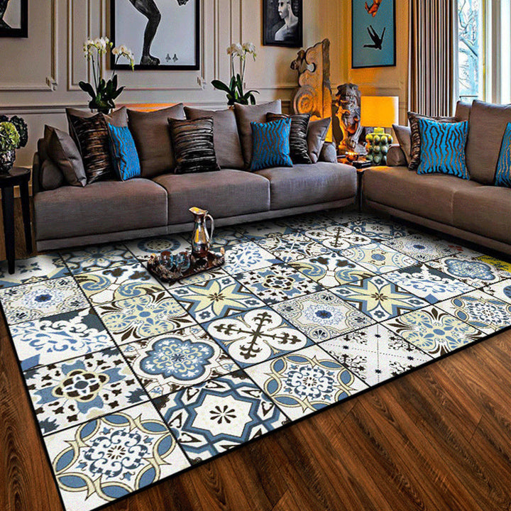 BowLift | Persian floral pattern print rug in white Moroccan rug polyester non-slip backing rug for bedroom