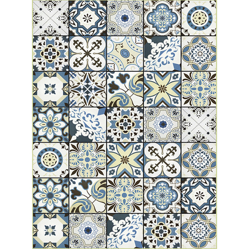 BowLift | Persian floral pattern print rug in white Moroccan rug polyester non-slip backing rug for bedroom