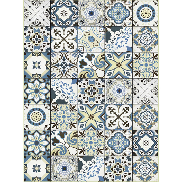 BowLift | Persian floral pattern print rug in white Moroccan rug polyester non-slip backing rug for bedroom