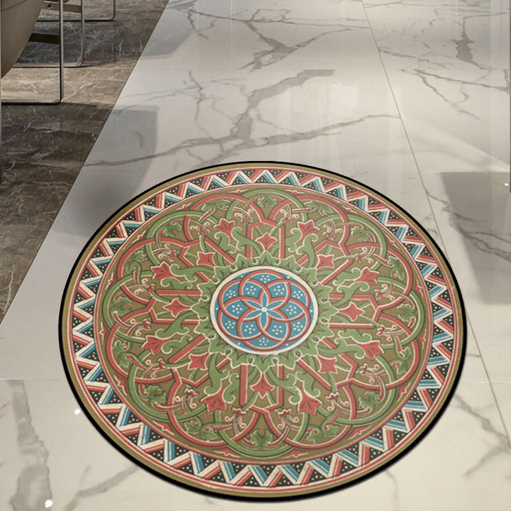 BowLift | Classic Floral Leaf Rug Green Moroccan Rug Polyester Non-Slip Backing Rug for Bedroom
