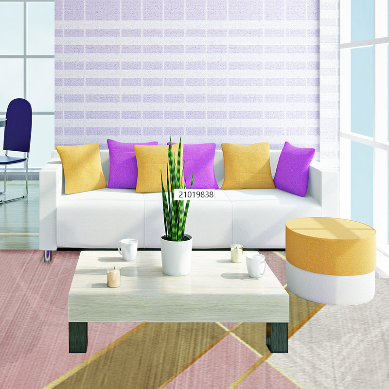 Pink and White Simple Rug Polyester Color Block Geometric Rug Washable Non-Slip Underlay Rectangular Rug for Bedroom | Bowlift