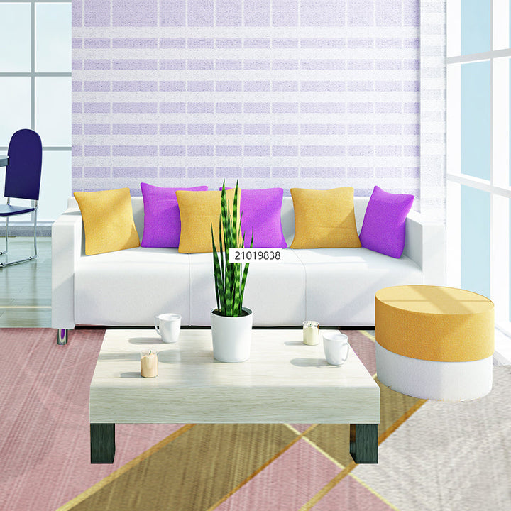 Pink and White Simple Rug Polyester Color Block Geometric Rug Washable Non-Slip Underlay Rectangular Rug for Bedroom | Bowlift