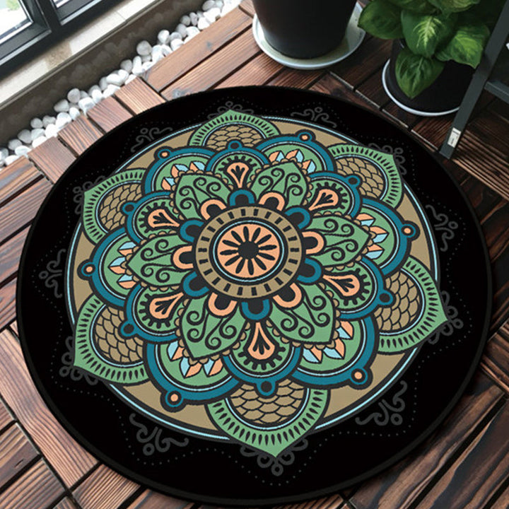 BowLift | Retro green Southwest rug polyester tribal area rug washable rug for bedroom