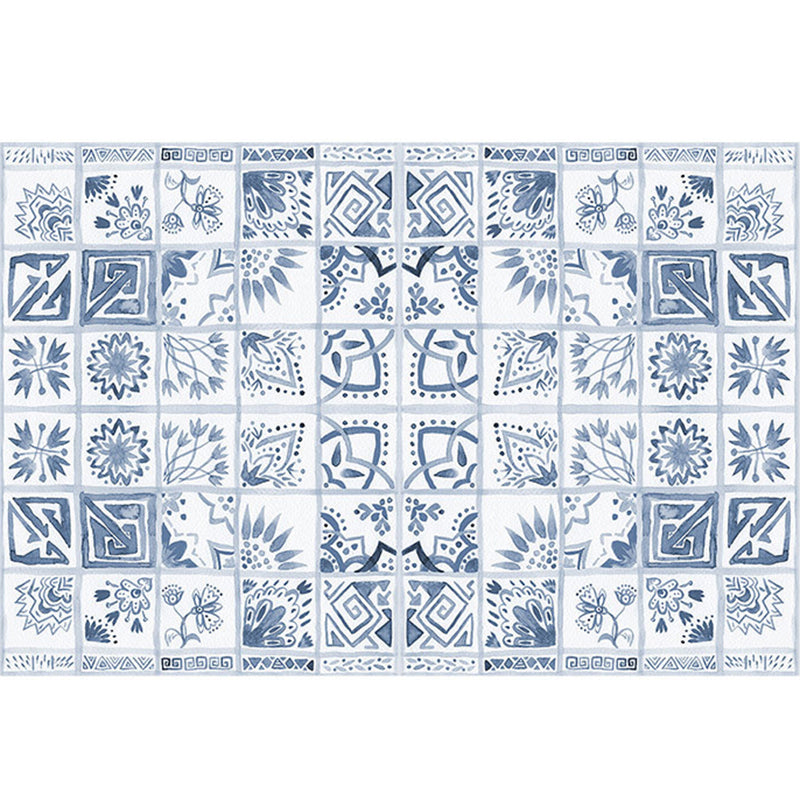 BowLift | Oriental Flower Square Pattern Carpet in White Moroccan Carpet Polyester Non-Slip Back Carpet for Bedroom