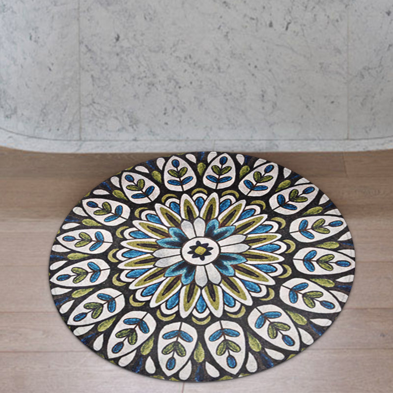 BowLift | Green Americana Rug Polyester Tribal Leaf Rug Non-Slip Backing Rug for Living Room