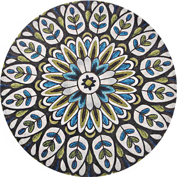 BowLift | Green Americana Rug Polyester Tribal Leaf Rug Non-Slip Backing Rug for Living Room