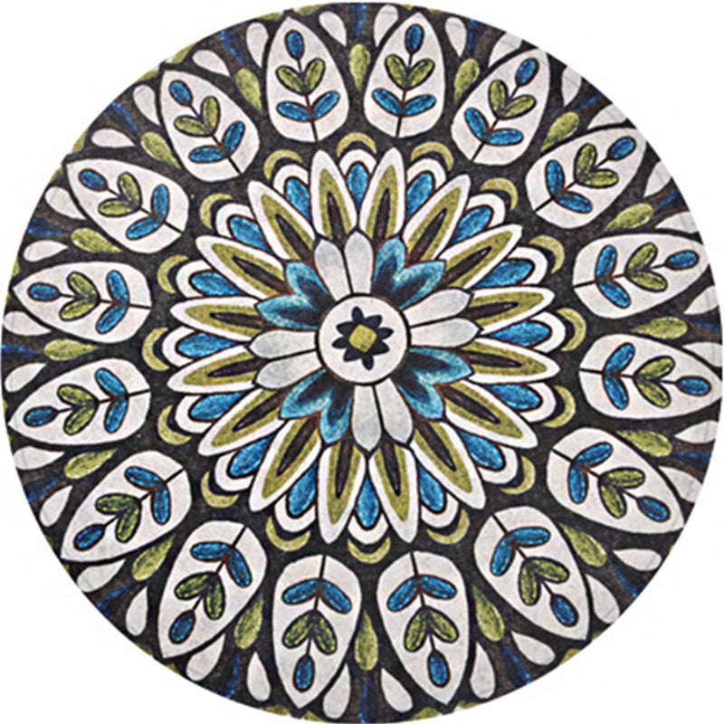 BowLift | Green Americana Rug Polyester Tribal Leaf Rug Non-Slip Backing Rug for Living Room