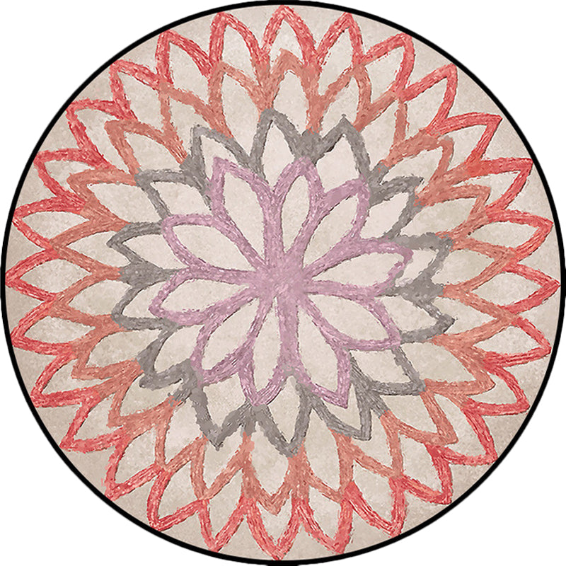 BowLift | Red and green Moroccan carpet polyester flower carpet non-slip back carpet for living room