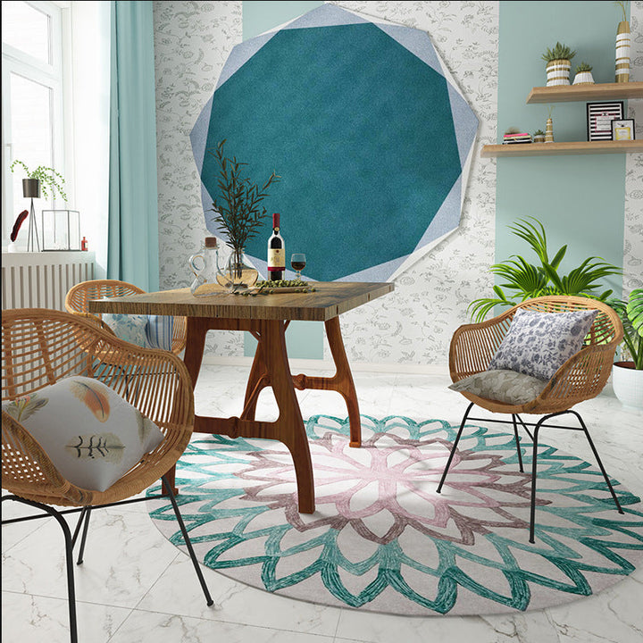 BowLift | Red and green Moroccan carpet polyester flower carpet non-slip back carpet for living room