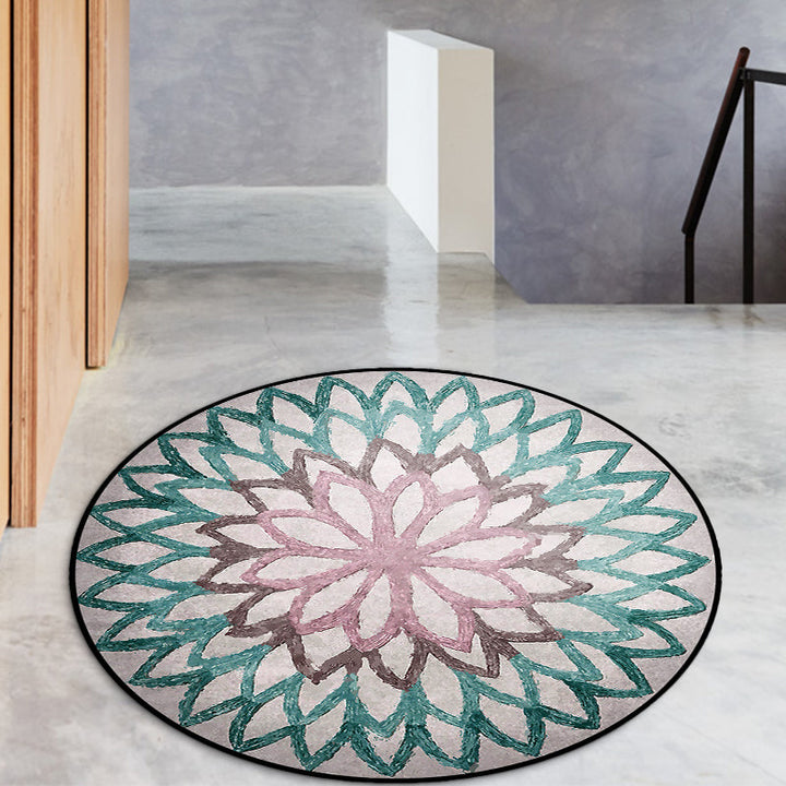 BowLift | Red and green Moroccan carpet polyester flower carpet non-slip back carpet for living room