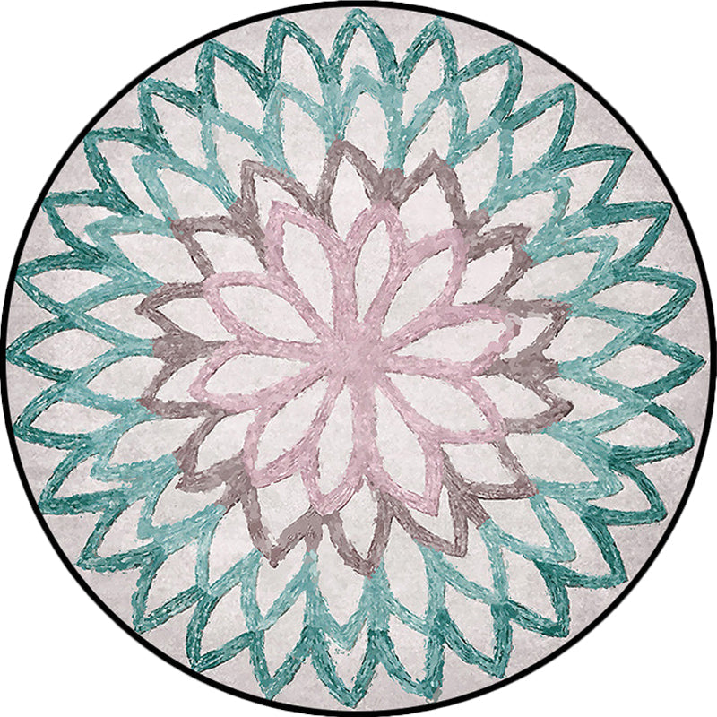 BowLift | Red and green Moroccan carpet polyester flower carpet non-slip back carpet for living room