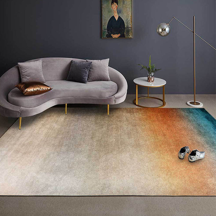 Modern living room rug in brown abstract ombre pattern rug polyester washable rug for the area | Bowlift