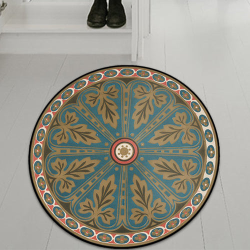BowLift | Blue Americana Rug Polyester Southwestern Leaf Rug with Non-Slip Back for the Bedroom