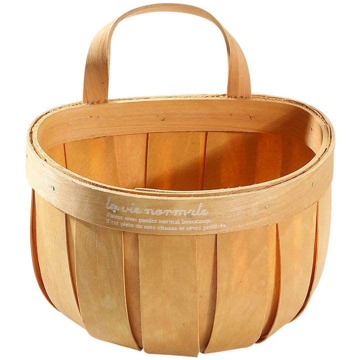 Rustic Wooden Storage Basket Bowlift