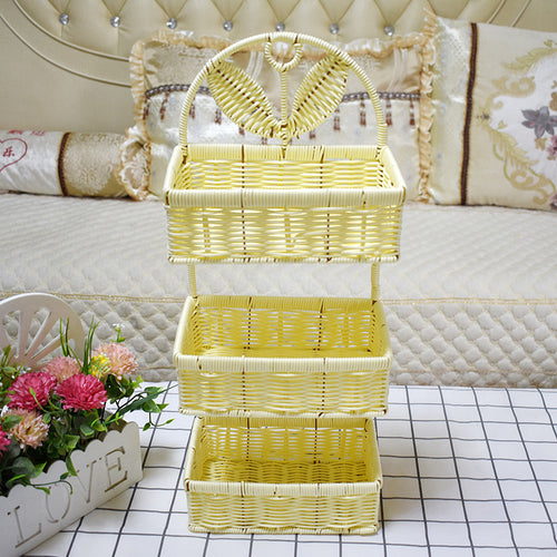 Two-Tiered Woven Storage Basket Bowlift