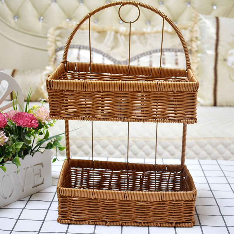 Two-Tiered Woven Storage Basket Bowlift